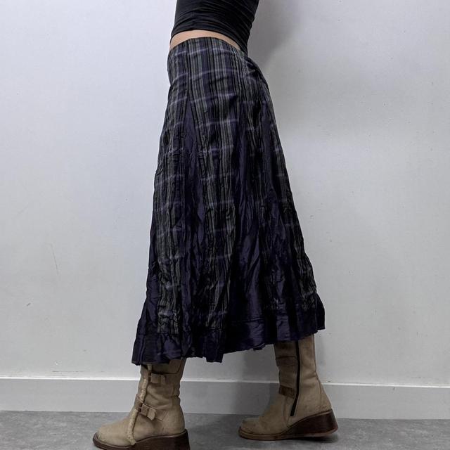 Grunge checked flare maxi skirt