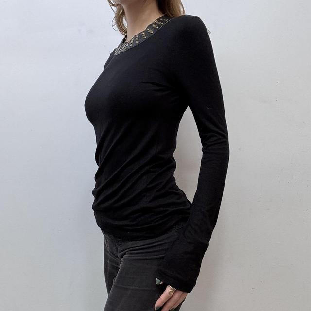 Black studded leather tshirt