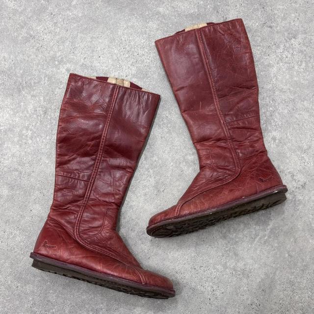 Red leather Dr marten moto boots