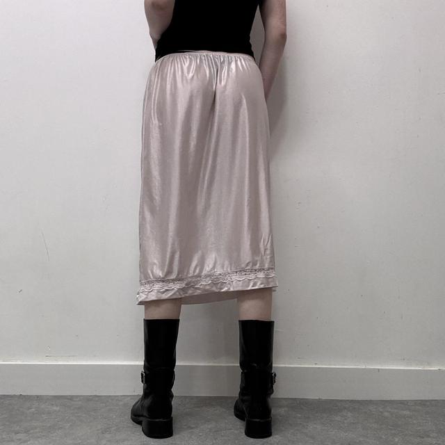 Vintage coquette pink lace slip skirt