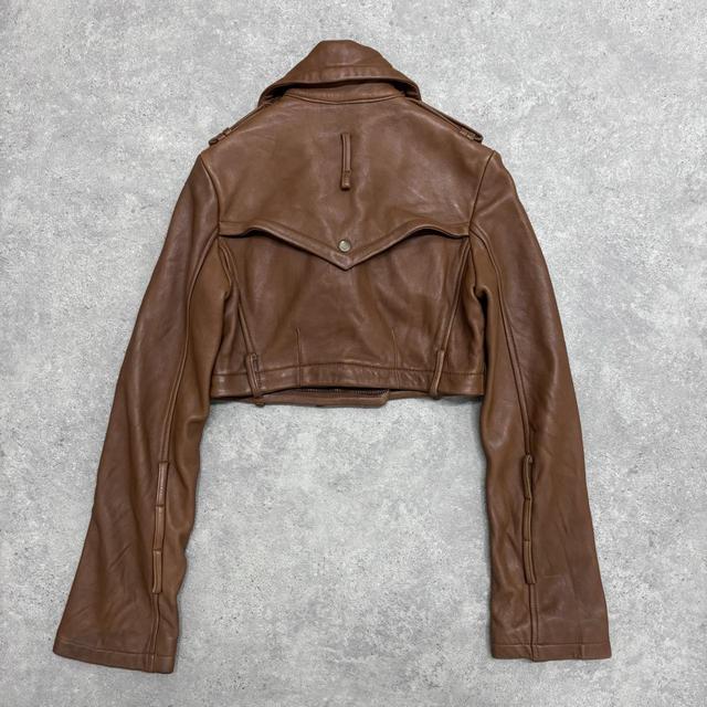 Cropped allsaints tan leather jacket