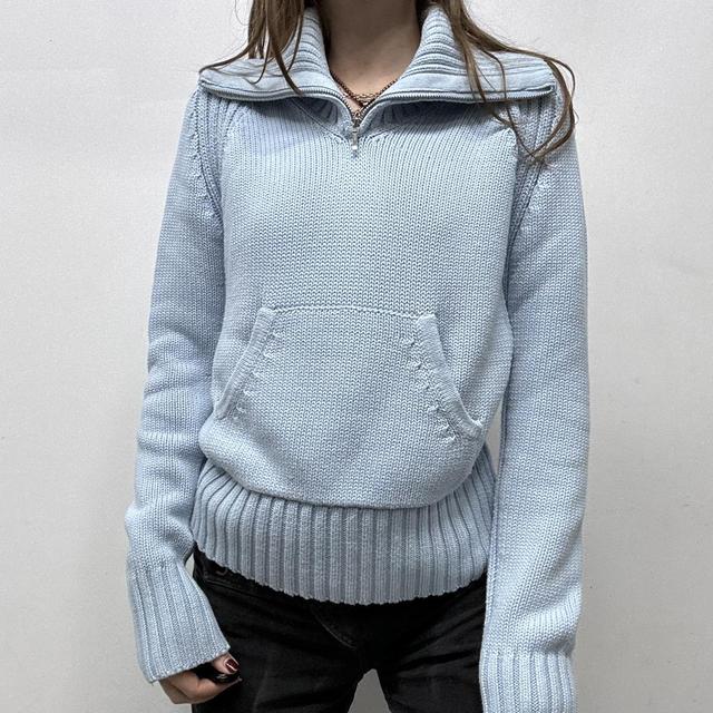 Pale blue chunky knit oversized jumper
