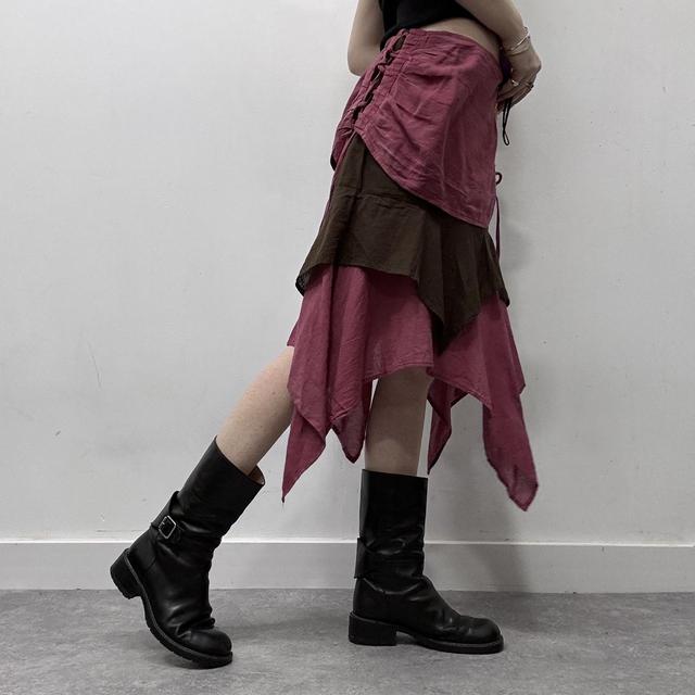 Pink asymmetric corset layered skirt