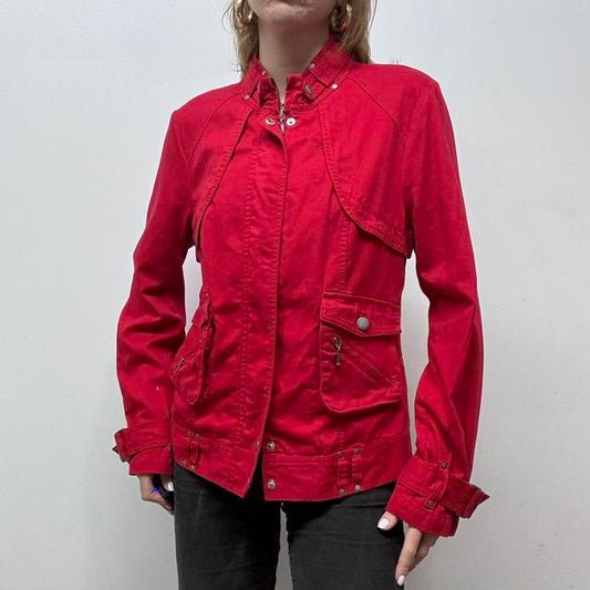 Red canvas biker jacket