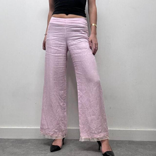 Pink lace wide leg trousers