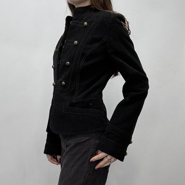 Black military fitted velvet jacket