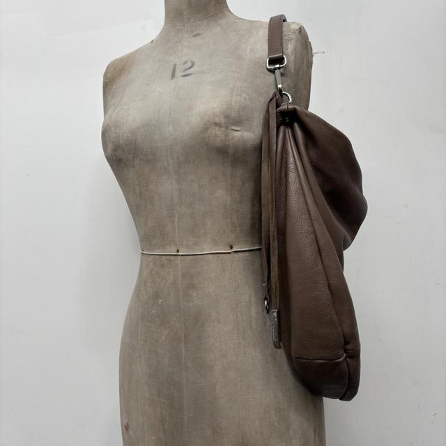 Brown leather slouchy tassel bag