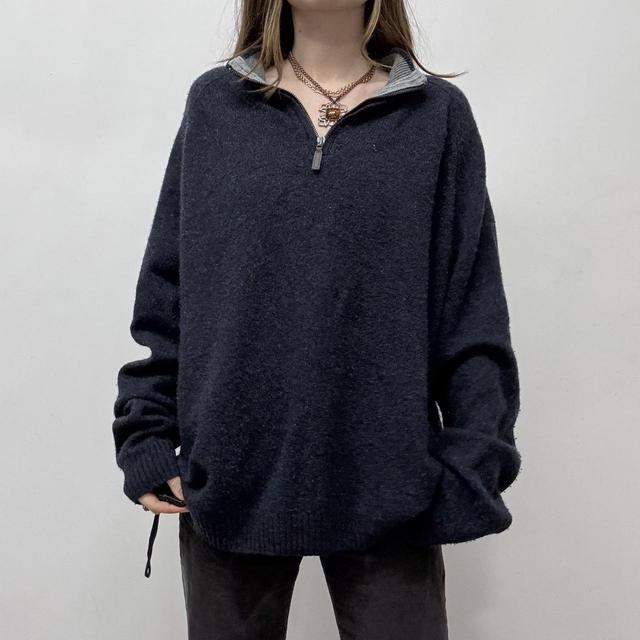 Navy wool 1/4 zip jumper