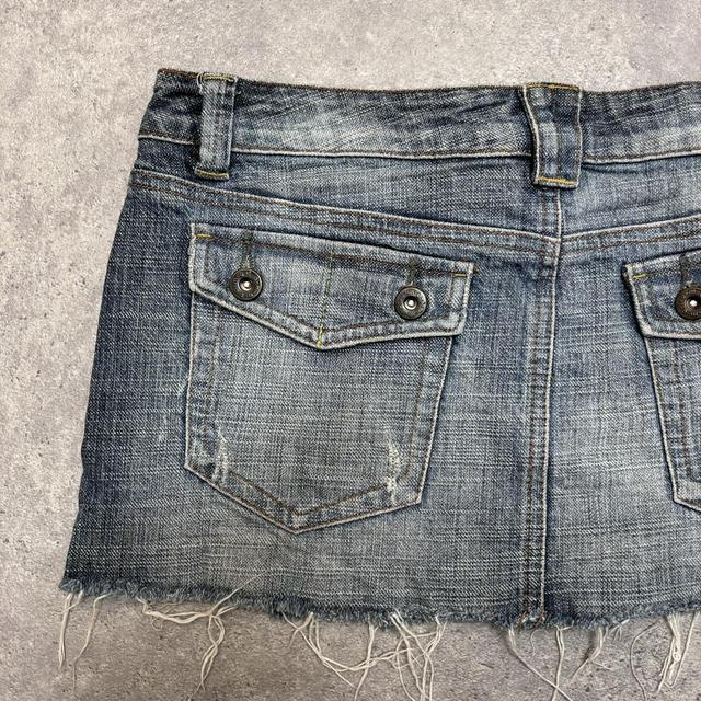 Denim fray mini skirt