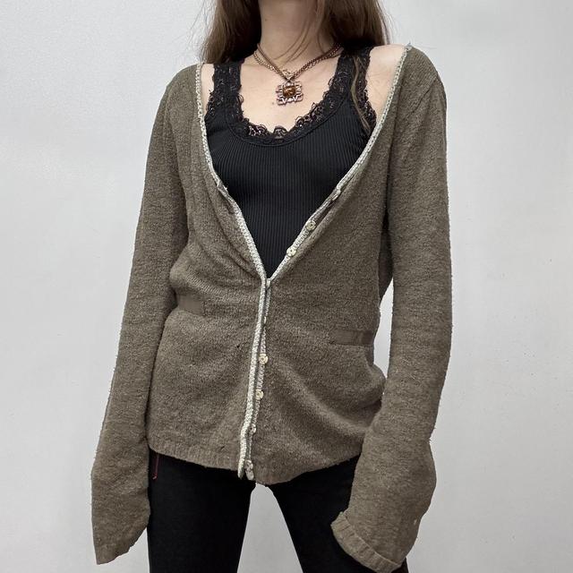Khaki brown flared cardigan