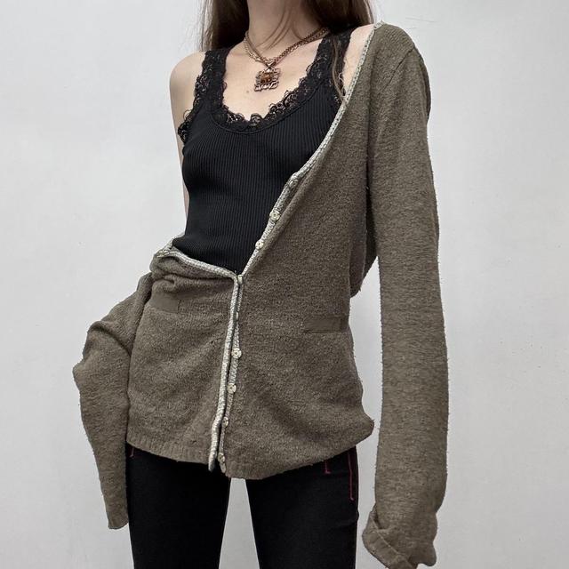 Khaki brown flared cardigan