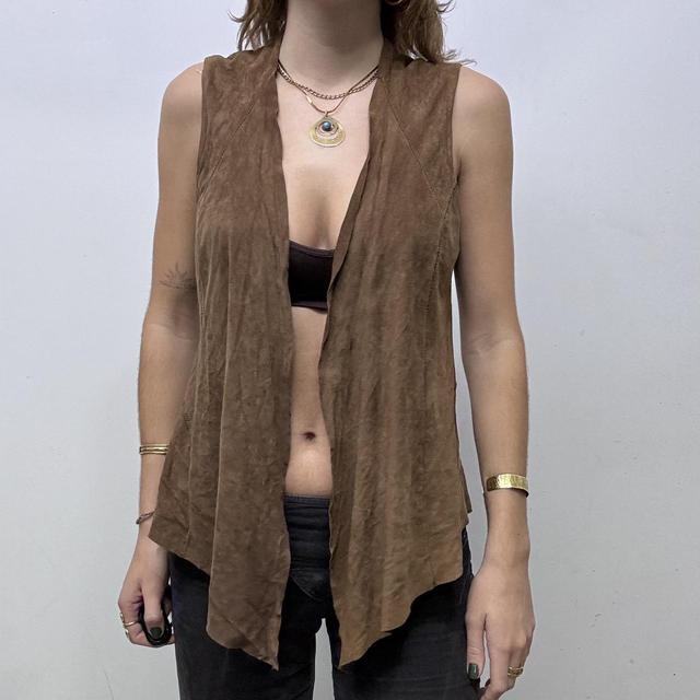 Brown suede leather waistcoat