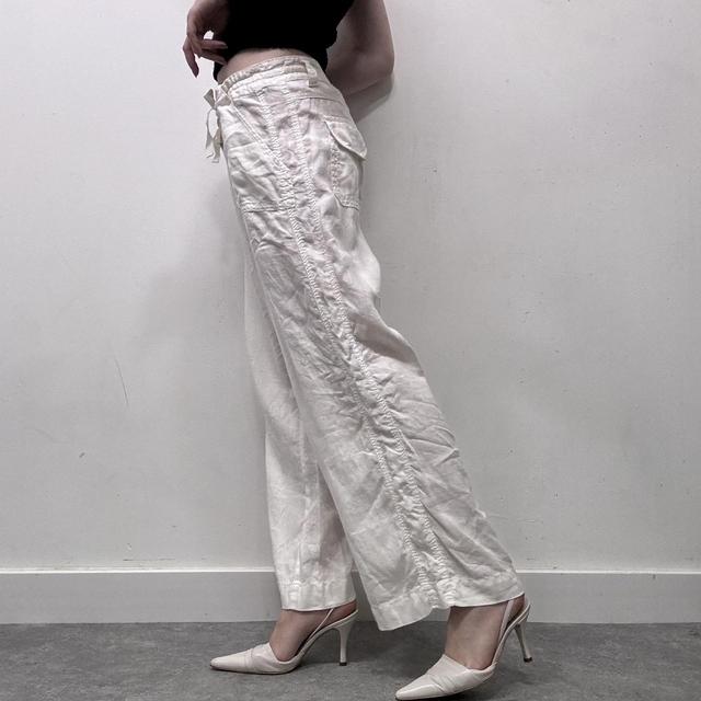White linen wide oversized trousers