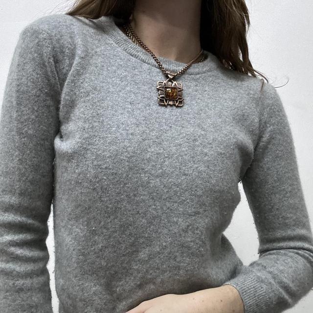Grey wool knitted cropped jumper