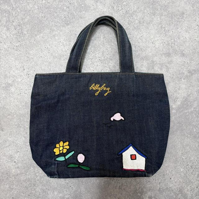 Dark denim embroidered mini bag