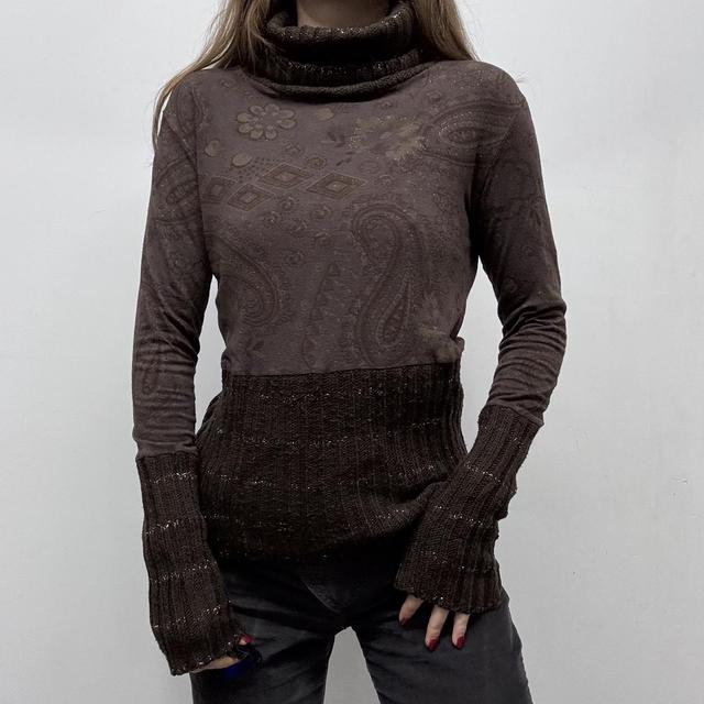 Brown mohair knit paisley fairy jumper