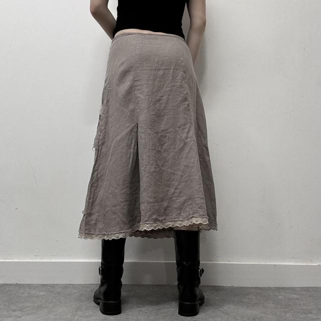 Linen distressed lace skirt