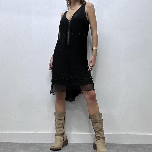 Sheer layered crinkle grunge dress