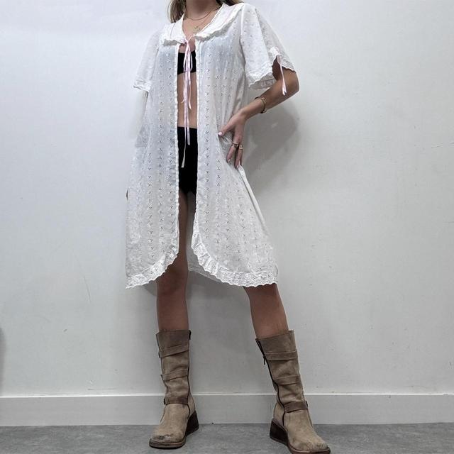 White cotton coquette midi dress