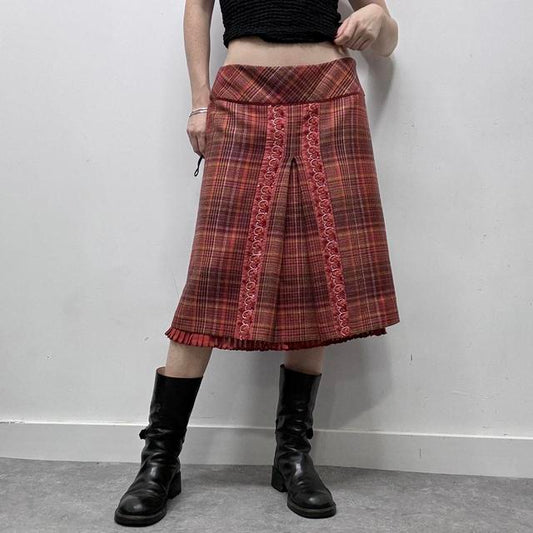 Checked tartan layered fairy midi skirt