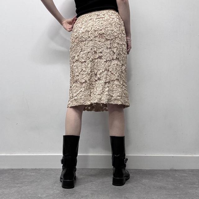 Cream lace coquette midi skirt
