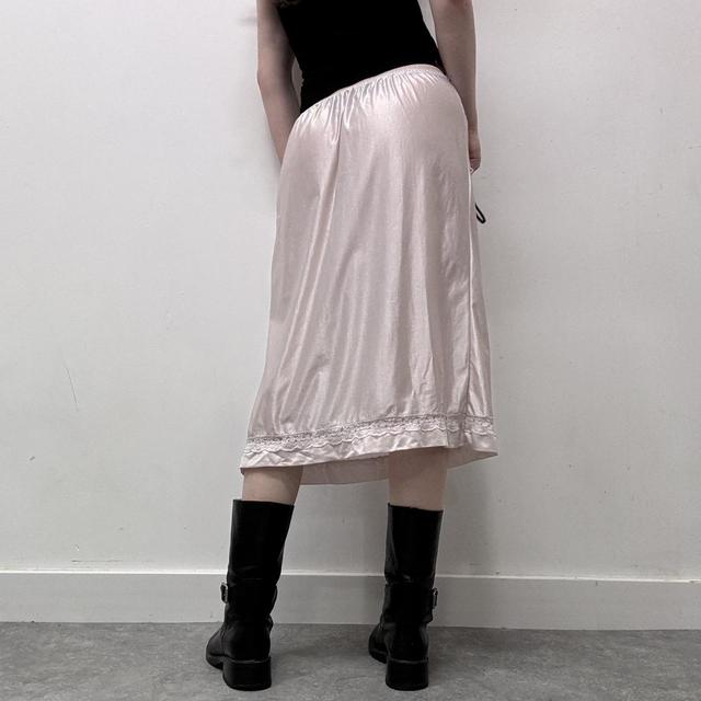 Vintage coquette pink lace slip skirt