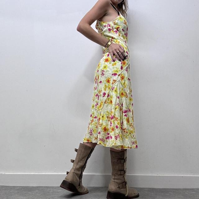 Floral printed textured midi dress