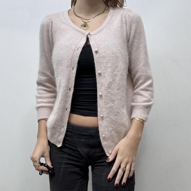 Pink angora wool cardigan