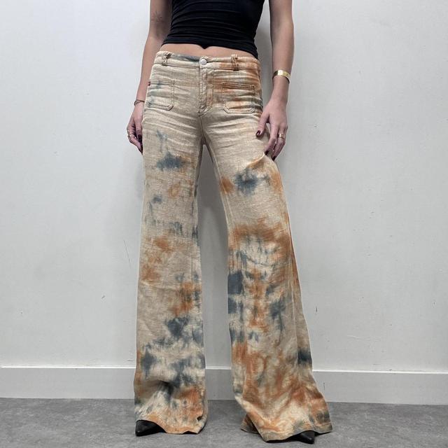 Distressed flared wide leg miss sixty trousers