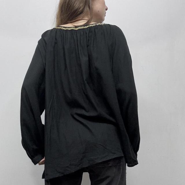 Black puff flared floaty  shirt