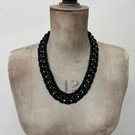 Black woven rope chain necklace