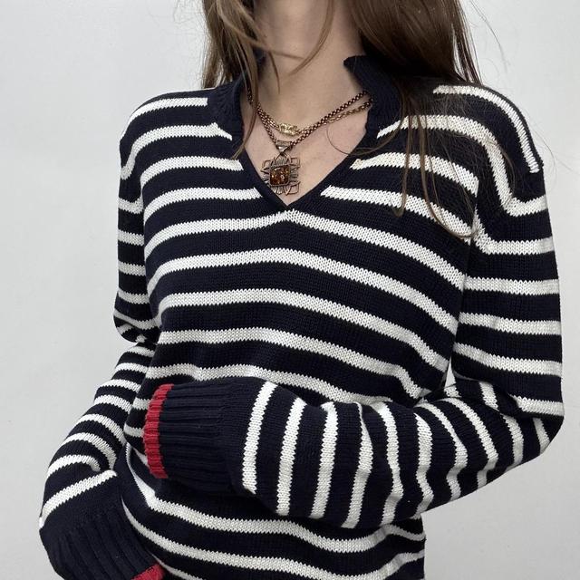 Knitted striped slouchy oversized jumper