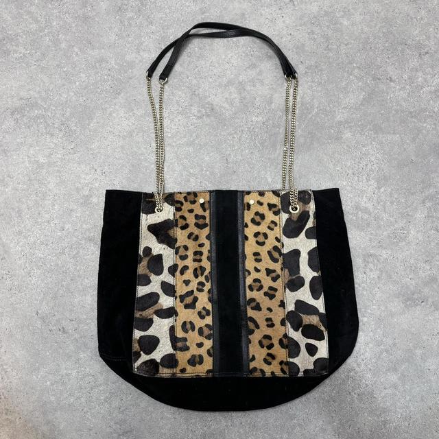 Leopard print suede handbag