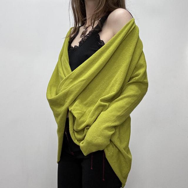 Green slouchy oversized drape jumper