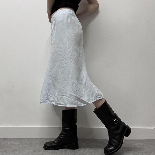 Pale blue linen bias cut skirt