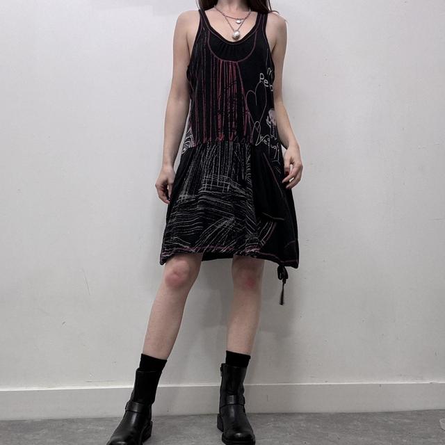 Black patterned abstract dress