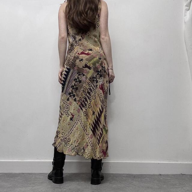 Sheer silk graphic flutter dress