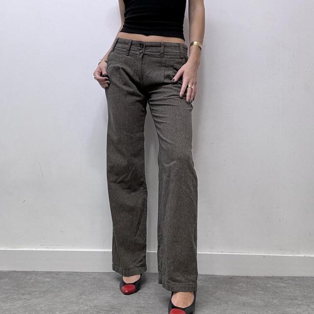 Grey pleated front suit trousers