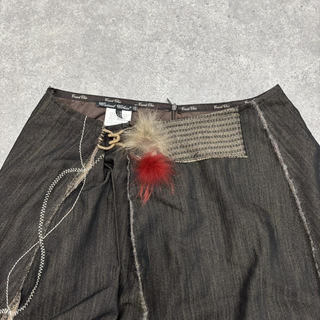 Grunge pinstripe layered puff skirt