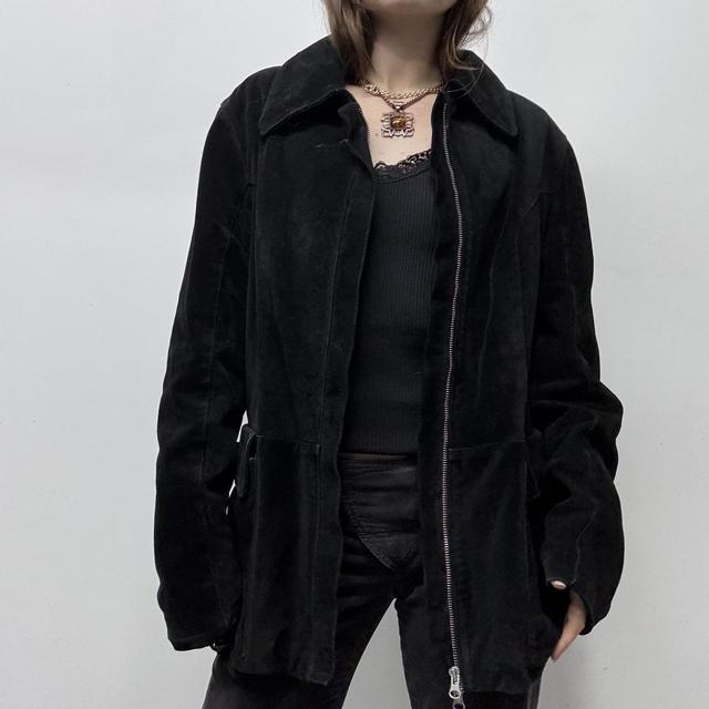 Black suede leather blazer
