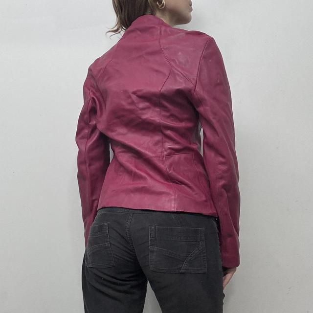 Fitted 90s pink leather jacket