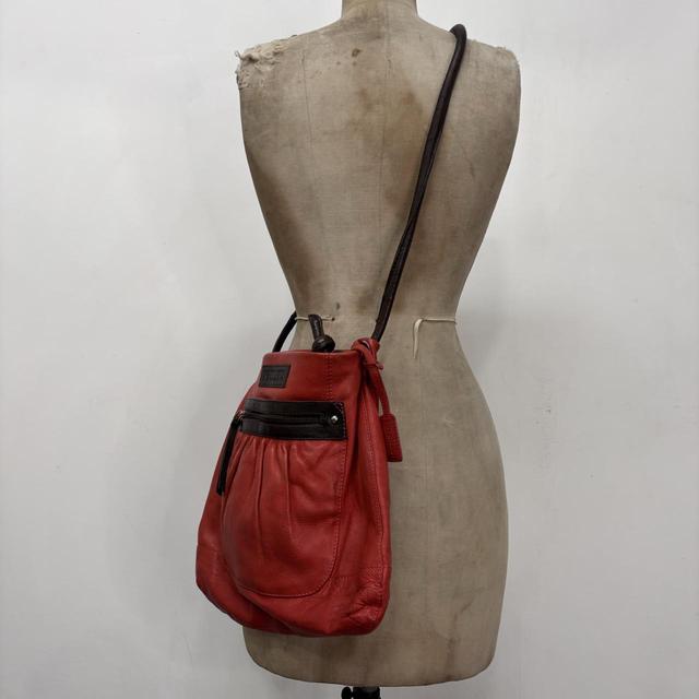 Red leather crossbody bag