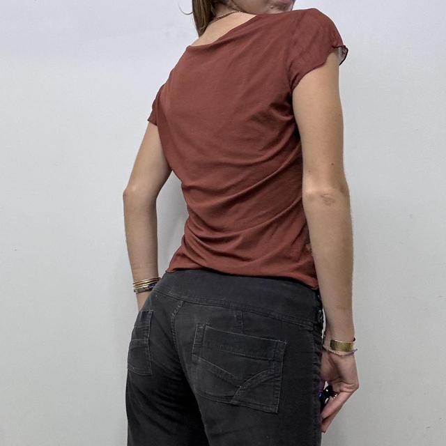 Y2k Paisley printed brown baby tee
