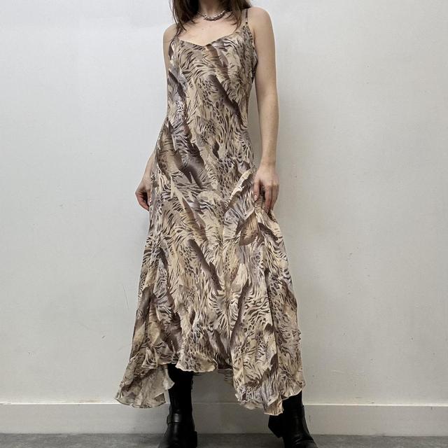 Bias cut handkercheif animal print dress