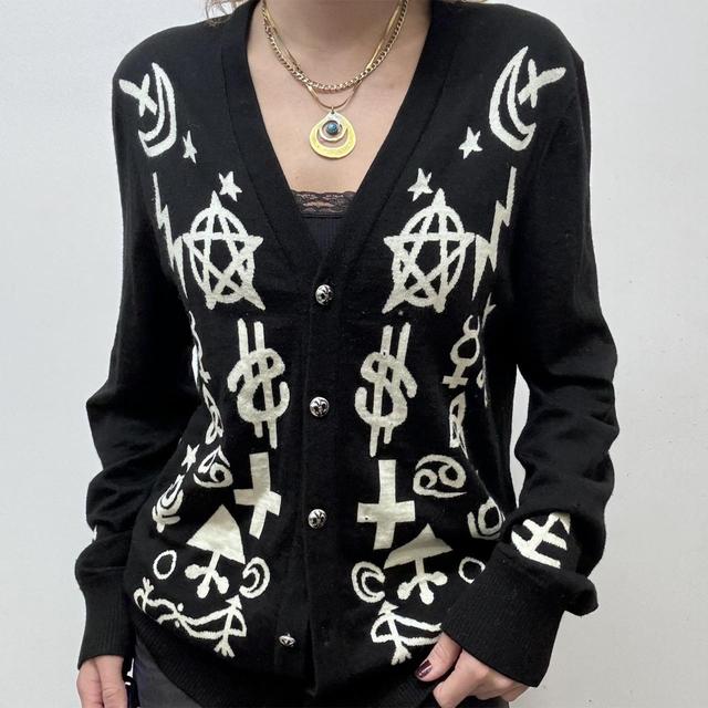 Graphic symbols black cardigan