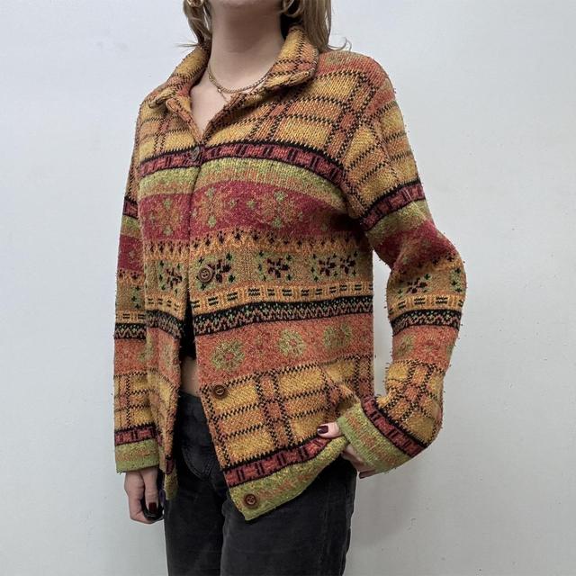 Hippy graphic knit autumn cardigan