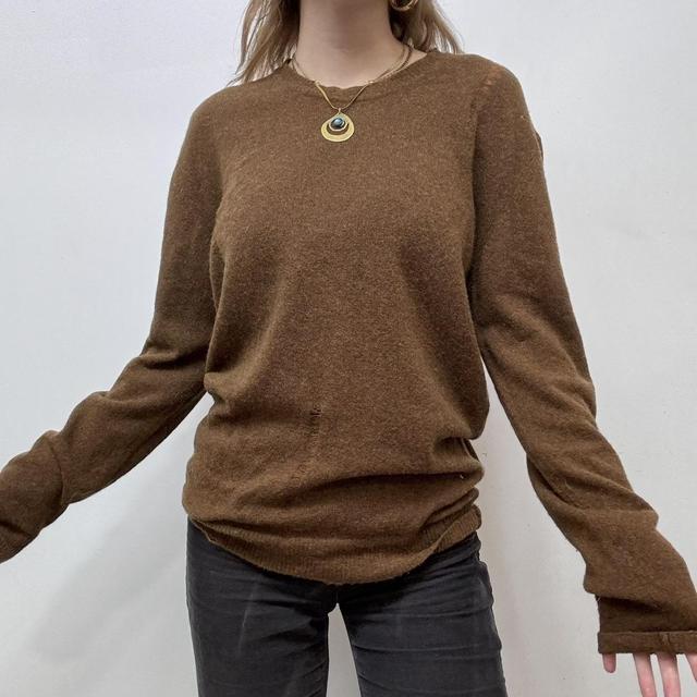 Brown wool distressed jumper