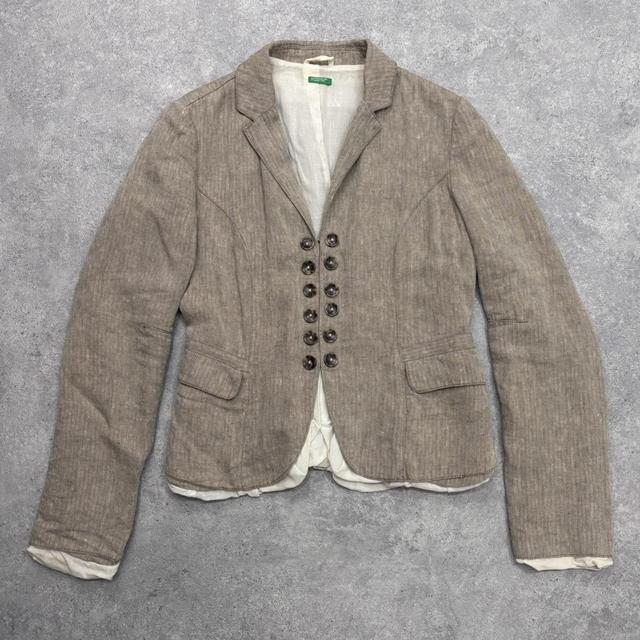 Slouchy puff hook linen blazer