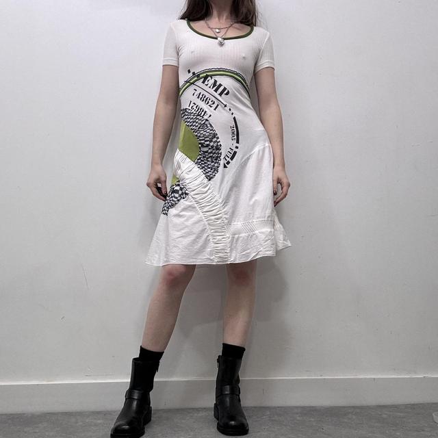 White graphic abstract dress