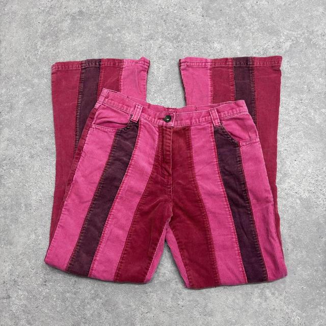 Striped pink 70s flare cords